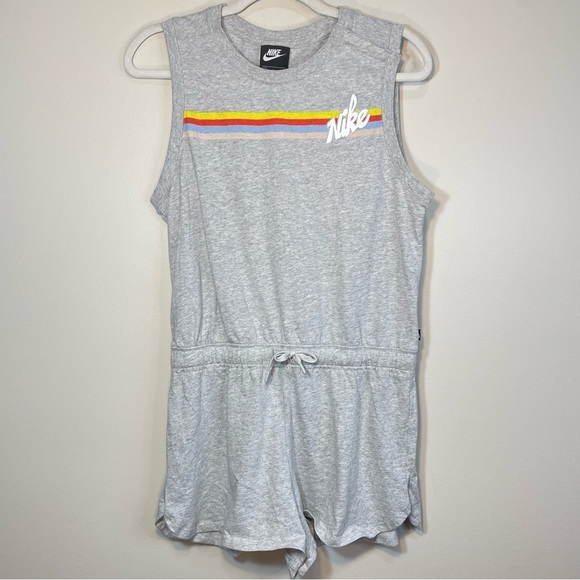 Nike Grey Sleeveless Cotton Striped Romper Size Womens Medium Retail $65 - Picture 9 of 9